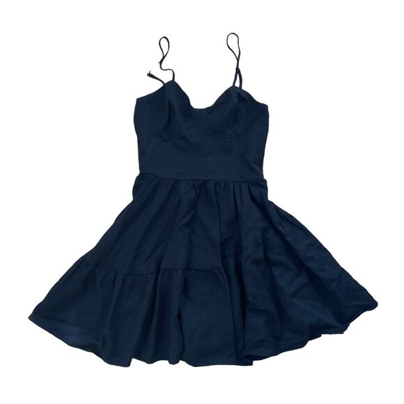 Open Edit Corset Fit & Flare Mini Dress Black Womens Size XS - Picture 2 of 6